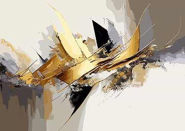Abstract Gold and Black Painting