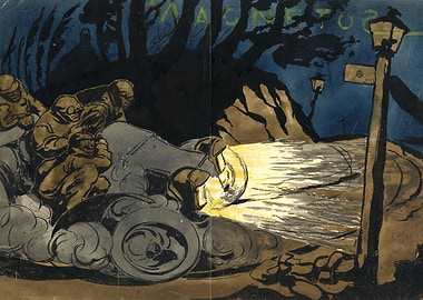 Nighttime Motorcycle Ride with Figures