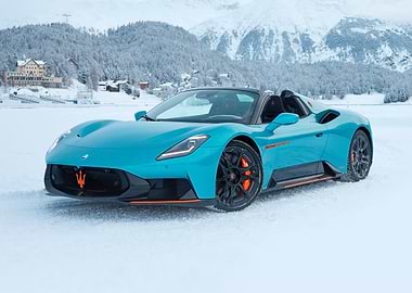 Maserati MC20 Cielo in Snowy Landscape