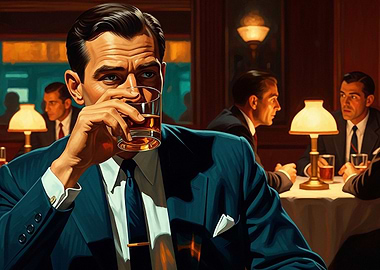 Men in Suits Drinking in a Bar