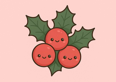Cute Kawaii Holly Berries