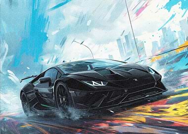 Black Sport Cars in Motion