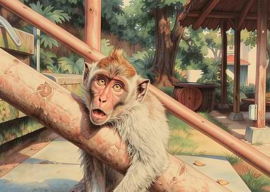 Monkey with surprised expression