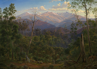 Mountain Landscape with Forest and Camp