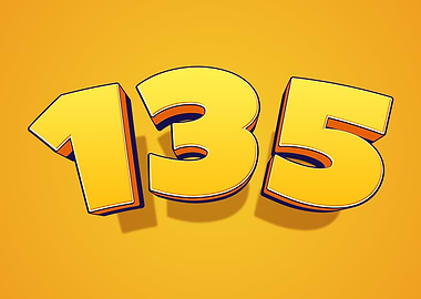 Yellow 3D Number 135