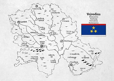 Handdrawn Map of Vojvodina