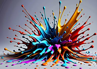 Vibrant Textured Paint Splatter Explosion