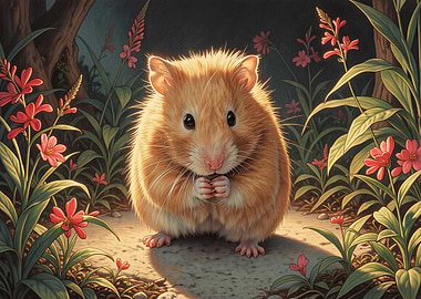 Cute Hamster in a Garden