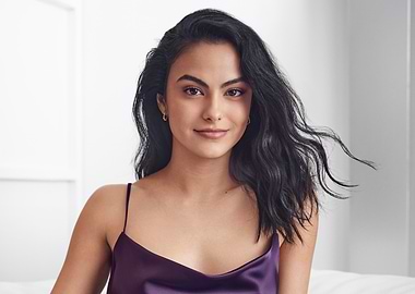 Camila Mendes in Purple Silk Camisole