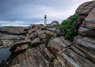 Portland Head Light Lighthouse Rocky Coastline