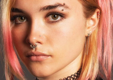florence pugh with Multiple Piercings