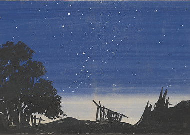 Night Sky with Silhouetted Landscape