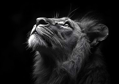 Majestic Lion Looking Up