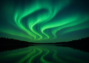 Aurora Borealis over a Lake