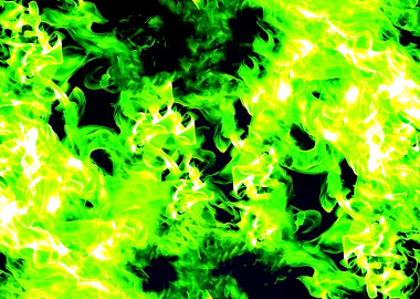 Vibrant Green Fire Flames