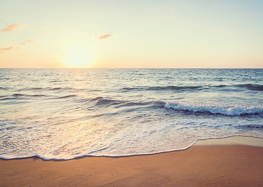 Serene Beach Sunset with Gentle Waves
