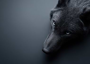 Close-up of a Black Wolf's Face