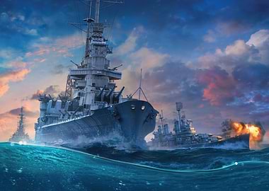 Battleships in a Stormy Sea world of warships