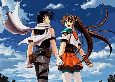 Anime Couple Holding Hands Under Sky