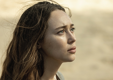alycia debnam carey looking up with windblown hair