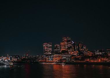 London Night Skyline – City Lights Over the Thames