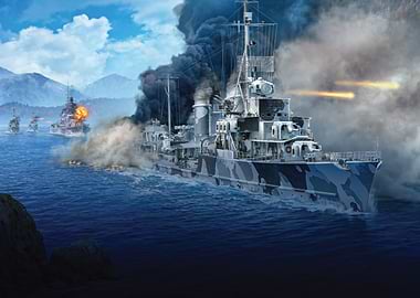 Naval Battle with Destroyers and Battleships world of warships