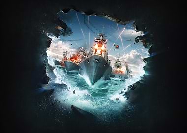 Naval Battle Through a Tear world of warships