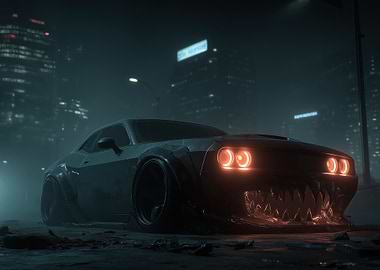 Demonic Car in Foggy City