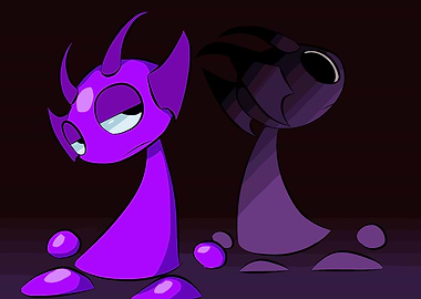 Two purple game creatures