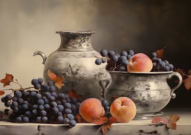 Fruits and vintage dishes