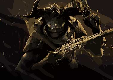 Demonic Warrior with Glowing Eyes