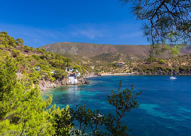 Idyllic Greek Coastal Village with Turquoise Waters