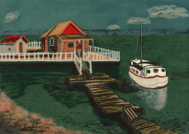 Dockside Cabin and Sailboat