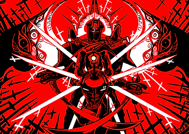 Dark Knight with Swords and Eyes