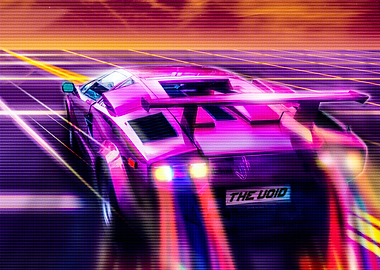 Retro Pink Sports Car Speeding