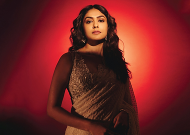 Mrunal Thakur in a sequined sari