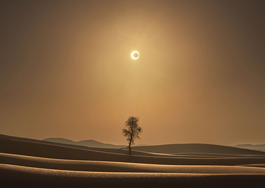 Solar Eclipse Over Desert Dunes