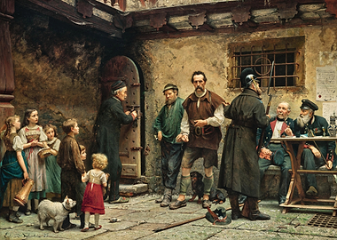 Village Scene with Officials and Children