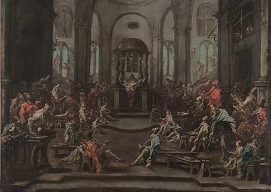 Baroque Church Interior with Figures