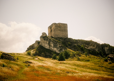 Ancient Castle Ruins on a Hilltop