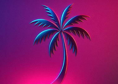 Neon Palm Tree Silhouette