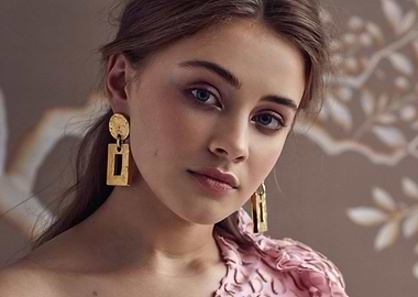 josephine langford with Gold Earrings and Pink Dress