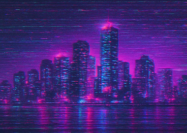 Retro Cityscape at Night
