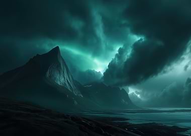 Aurora Borealis over Mountains