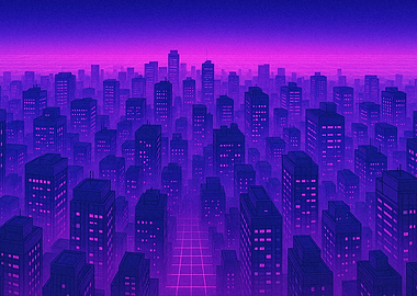 Retro Cityscape at Night
