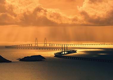 Golden Hour Bridge Over Water