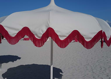 Beach Umbrella with Red Fringe