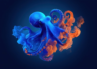 Blue and Orange Octopus
