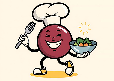 Chef Character with Salad and Fork