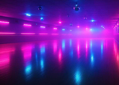 Neon Roller Rink with Disco Balls